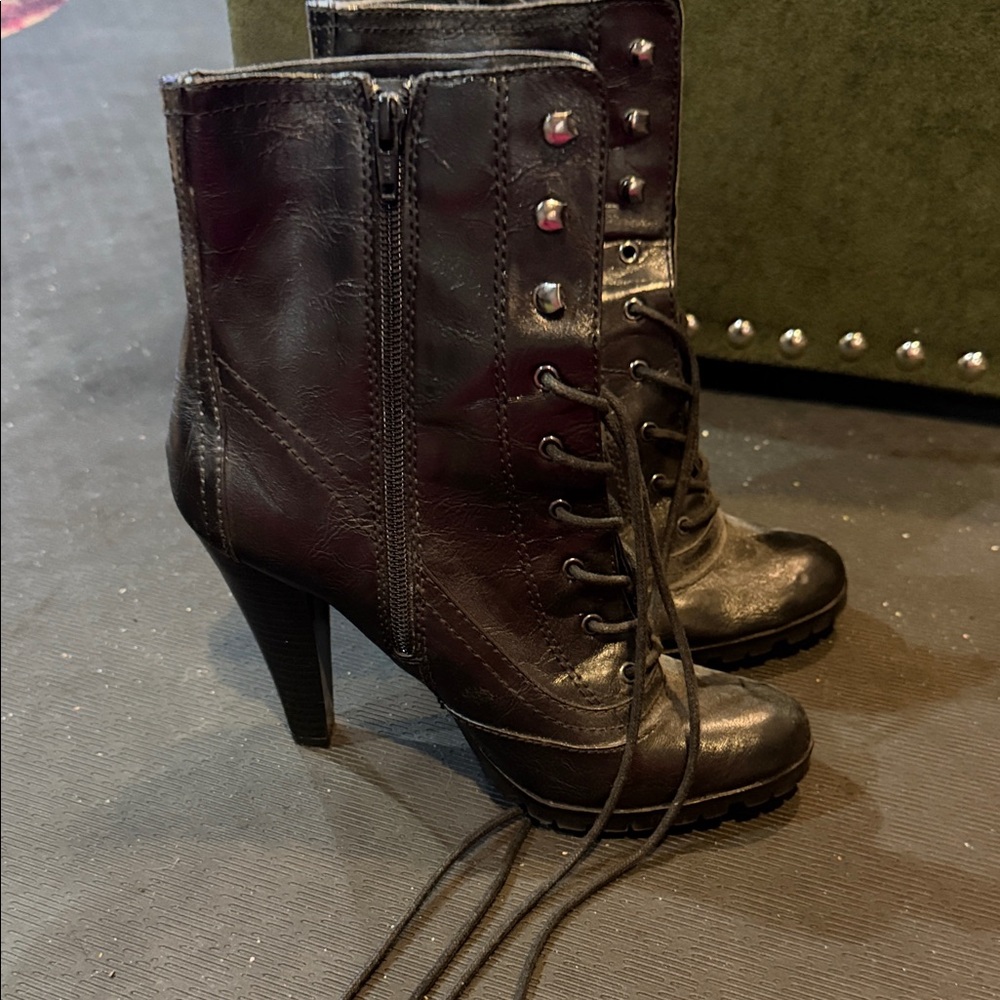 Black Lace-Up Ankle Boots